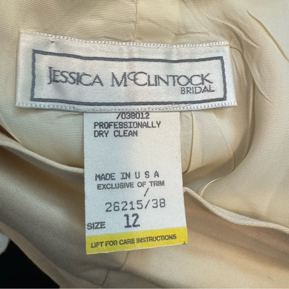 Jessica McClintock Vintage Off White Bridal 2-Piece Coquette Lace Trim‎ Suit